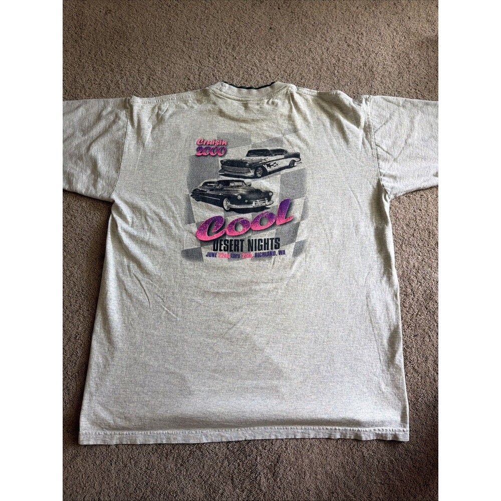 Vintage 2000 Bay Side Double Hemmed Desert Night Cruisers Car Show WA XL Shirt